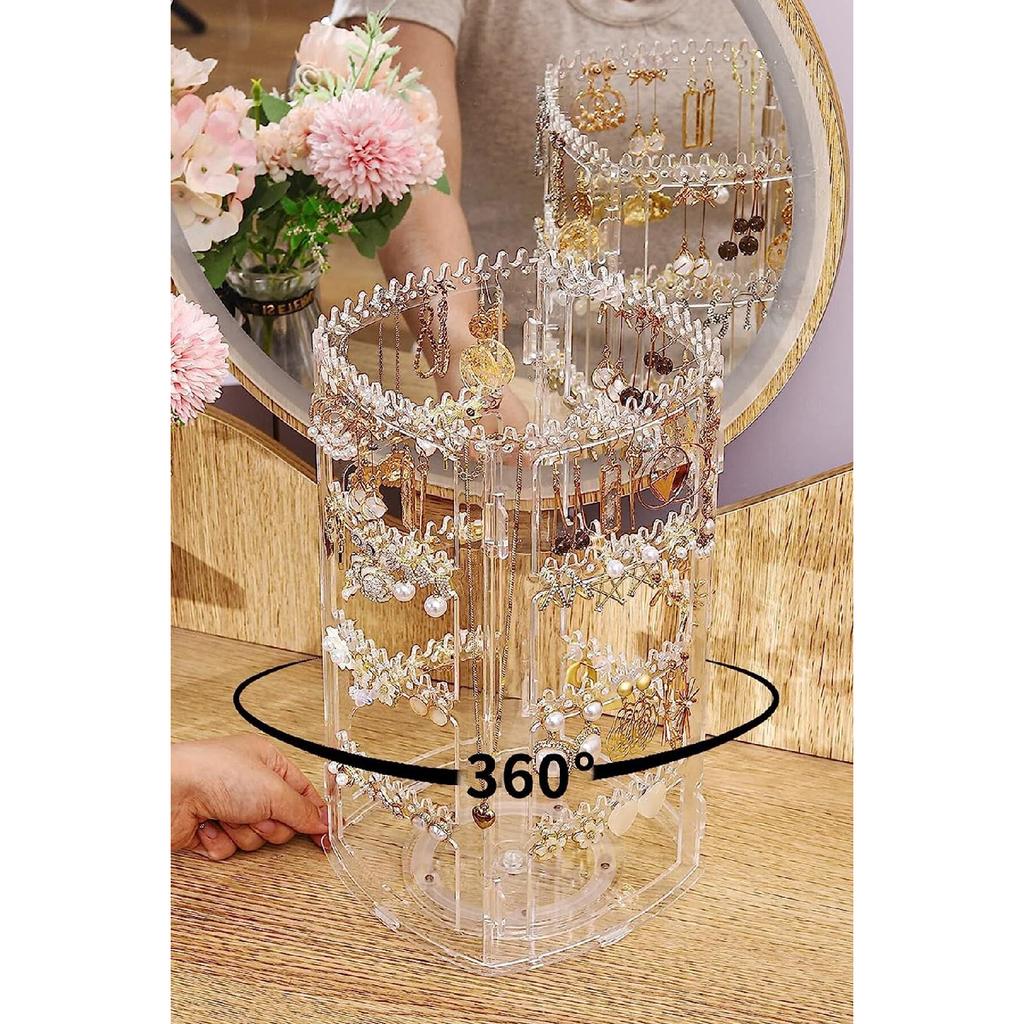360 drehbare Schmuck Organizer Schnalle Ohrring Organizer Ständer Transparent