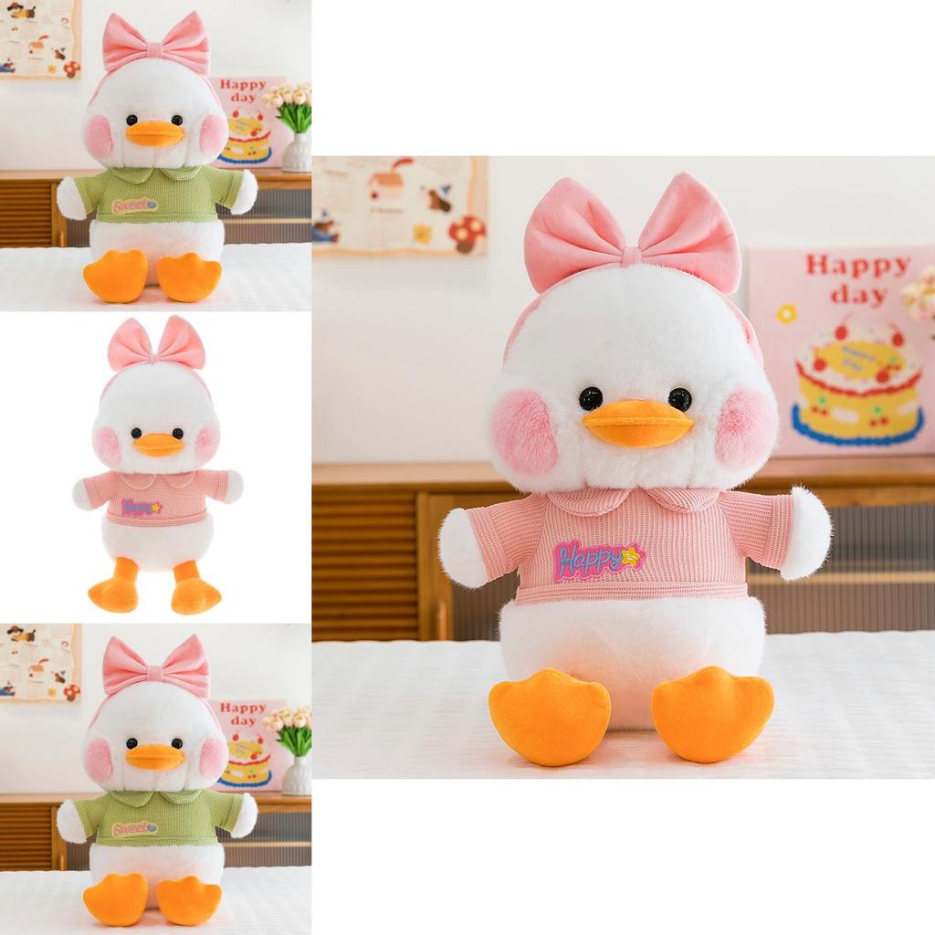 Plush Duck Toy With Bowknot For Kids And Girls Gift In Super Soft Short Plush
