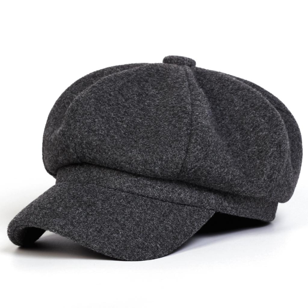 Light Board Woolen Beret Women's Hat Women's Duck Tongue Octagonal Hat Simple Fashion Casual Autumn and Winter Tide Retro