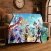 New Genshin Impact Cartoon Game Flannel Blanket Soft Warm Throw Blanket for Bedroom Living Room Bed Travel Camping Picnic Gift