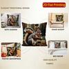 2D Cute Squirrels With Cones Decorative Pillow Covers Pattern Cushion Cover Suitable For Sofa Bedroom Car Pillow Cover
