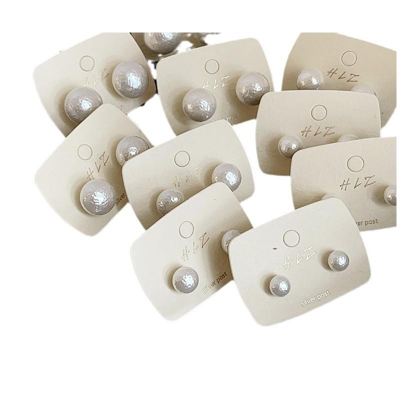 French Retro Irregular Pearl Stud Earrings Women'S Simple High-End Personality Fashion Temperament Versatile Earrings