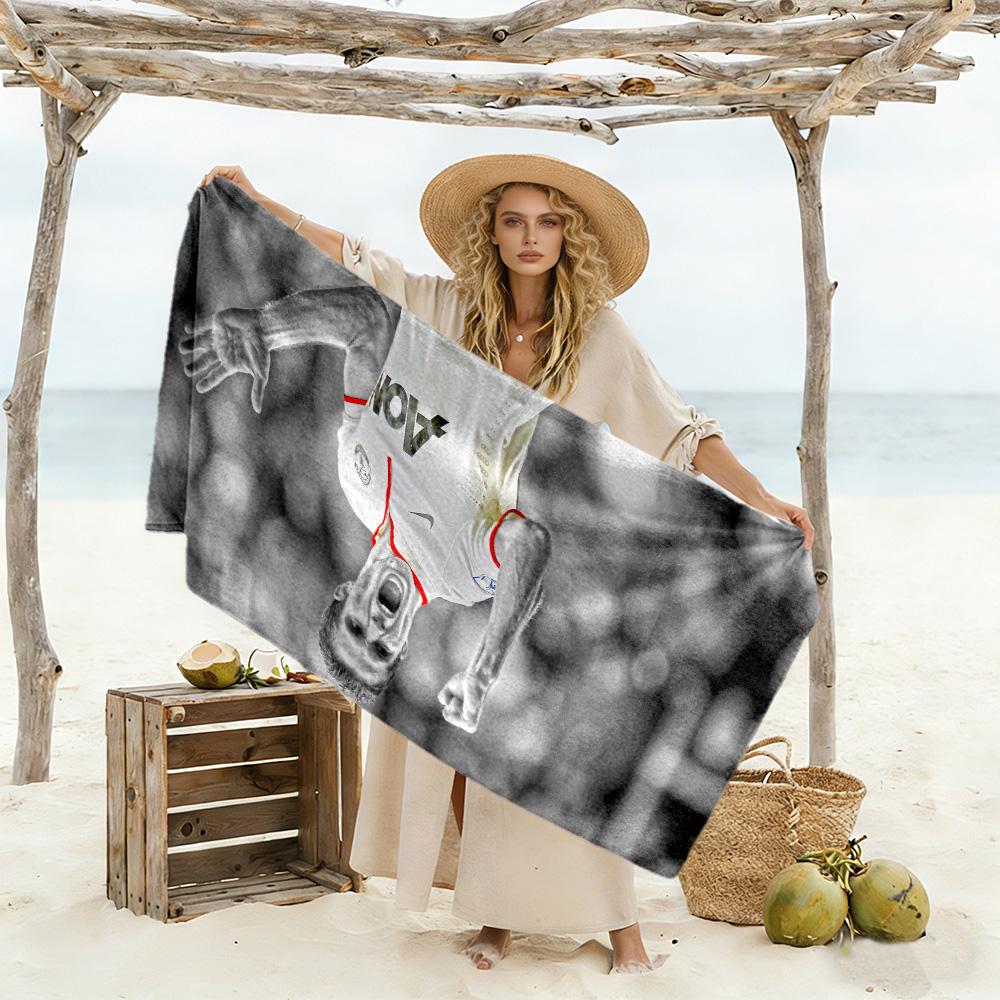 Football Player Celebration Moment Beach Towel Super Soft & Absorbent Comfortable Lightweight