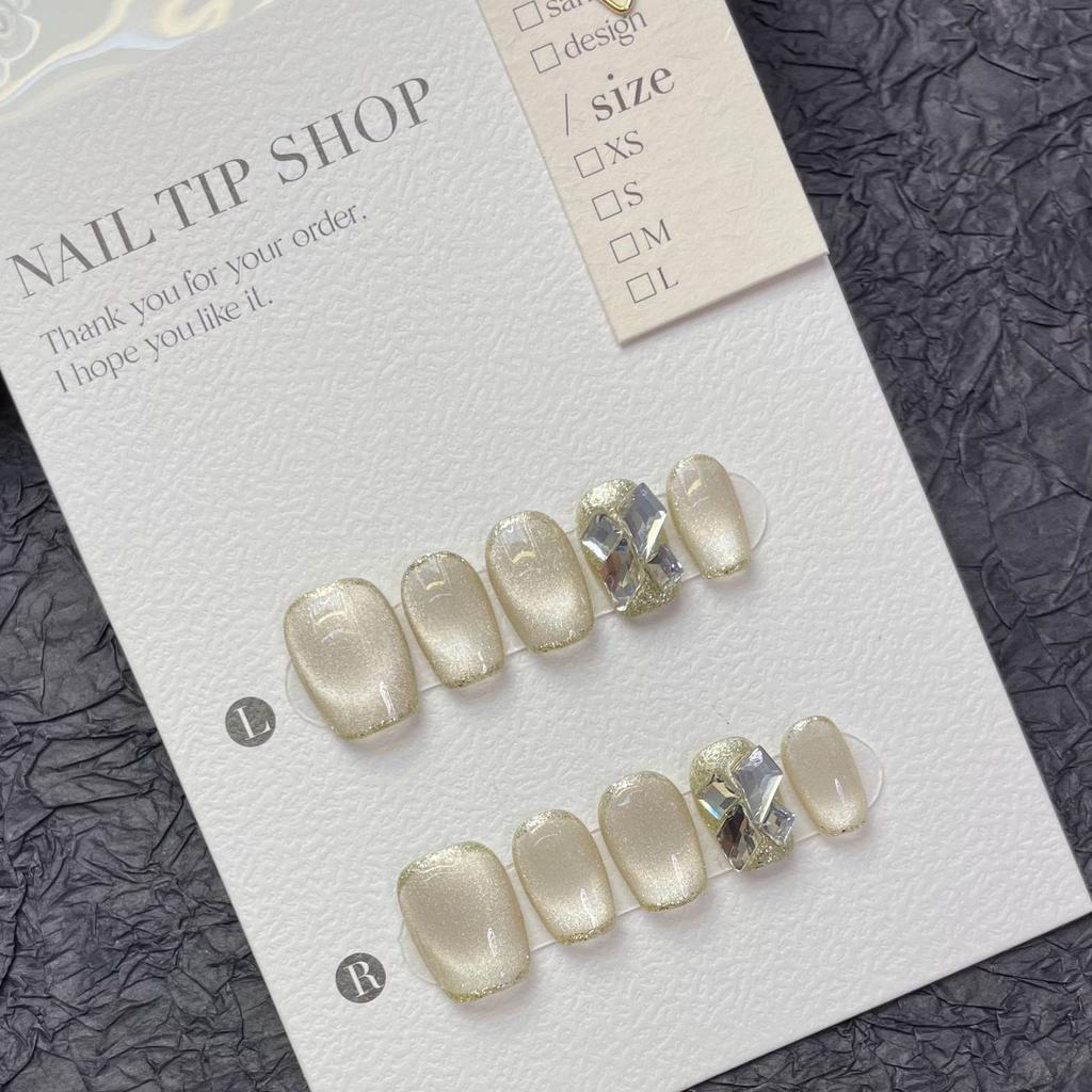 10pcs/set Purely Handmade Wearable Nails Removable Nail Art French Simple False Nails Finished Long and Short Nails