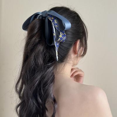 Korean Style Bowknot Hair Clip Ribbon Hair Claw Sweet Vertical Clip  Ponytail Holder