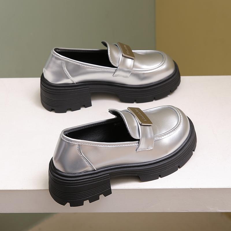 Fashion Winter Shoes Women All-Match Autumn Black Flats Loafers With Fur Clogs Platform Oxfords British Style Fall Slip-on Creepers Leat