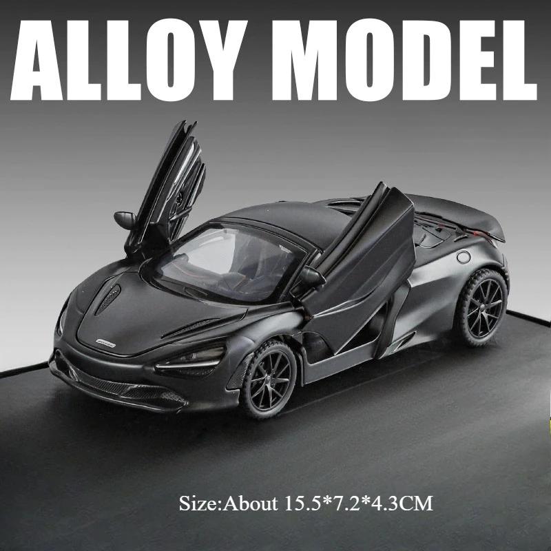 1:32 Scale 720S Senna Sports Car Model Toy Music Light Alloy Diecast Rubber Tires Miniature Vehicles Collection Hobby Gifts