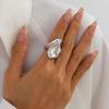 Trendy Charm Irregular Metal Folds with Concave-convex Surfaces Square Embossed Open Rings for Women Designer Finger Jewelry