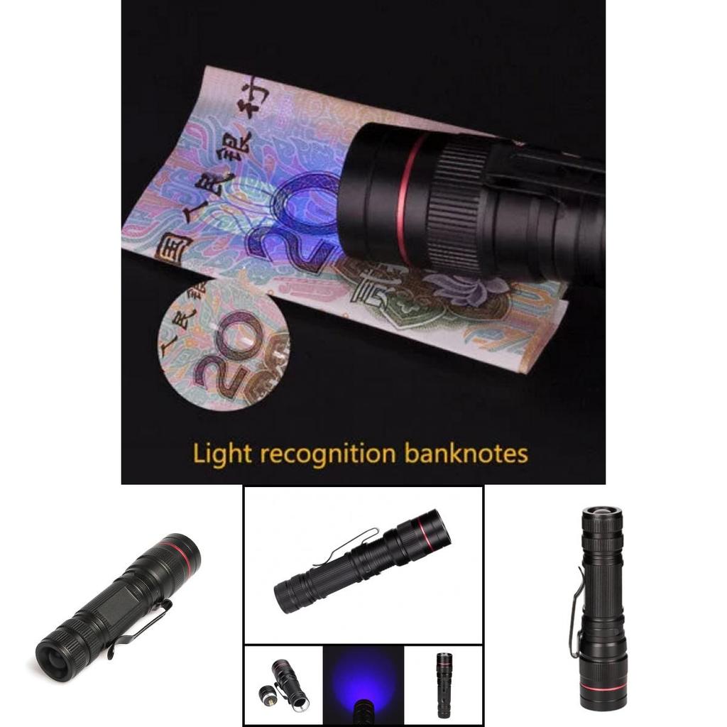 New Adjustable Led Uv Flashlight For Currency Verification Makeup Baby Items Fluorescent Detection Mini Uv Torch