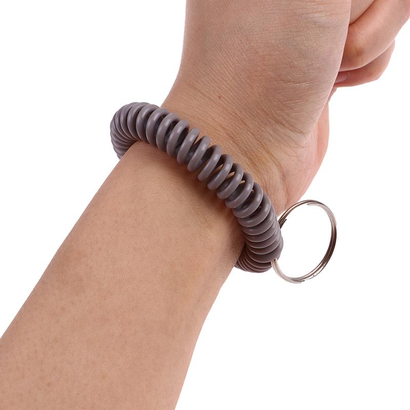 10Pcs Multipurpose Stretchable Wristband Keychain Spring Flexible Spiral Elastic Band Bracelet Key Holder Ring For Sauna Gym Outdoor Sports Hair Rings