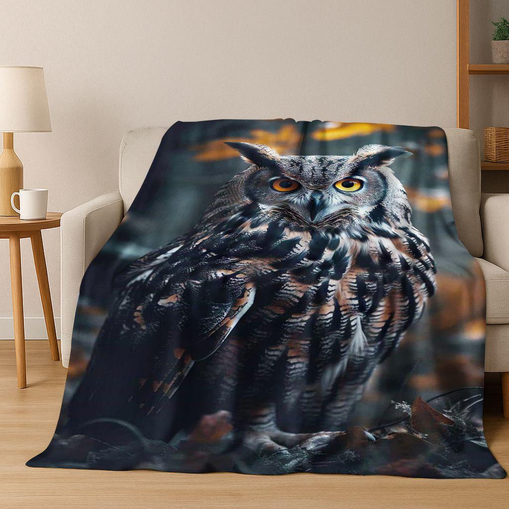 2026 New Mysterious Colorful Owl Cartoon Birds Flannel Blanket,Cozy Soft Throw Blanket for Home Bedroom Bed Sofa Cover Kids Gift