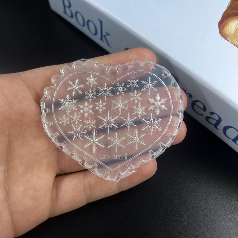 Festive DIY Nail Art Decoration, Christmas Snowflakes 3D Mold, Transparent Silicone Acrylic Manicure Template for Nail Charm