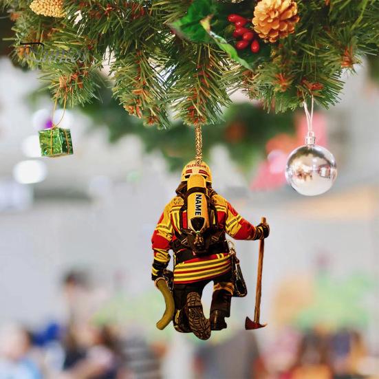 Vánoční stromeček Hasič ozdoba se šňůrkou Široce používané auto Zpětné zrcátko Hasič přívěsek závěsná dekorace