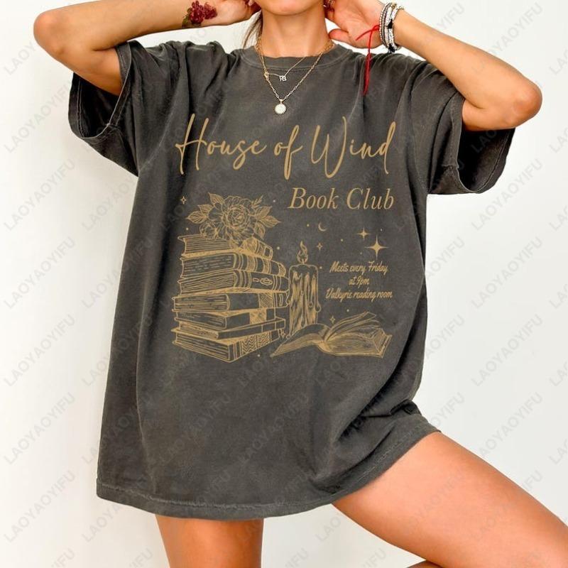 House Of Wind Book Club A Court Of Thorns And Roses ACOTAR Night Court Cotton Shirts Book Lovers Gift Librarian Art Oneck Tops
