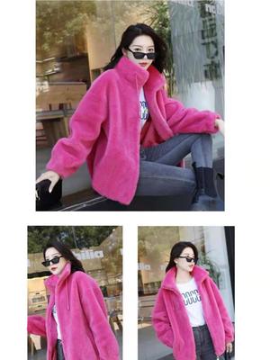 Seven Color Double-Sided Coral Fleece Jacket Winter Thickened Sherpa Coat Women's Sherpa Hoodie with Hood