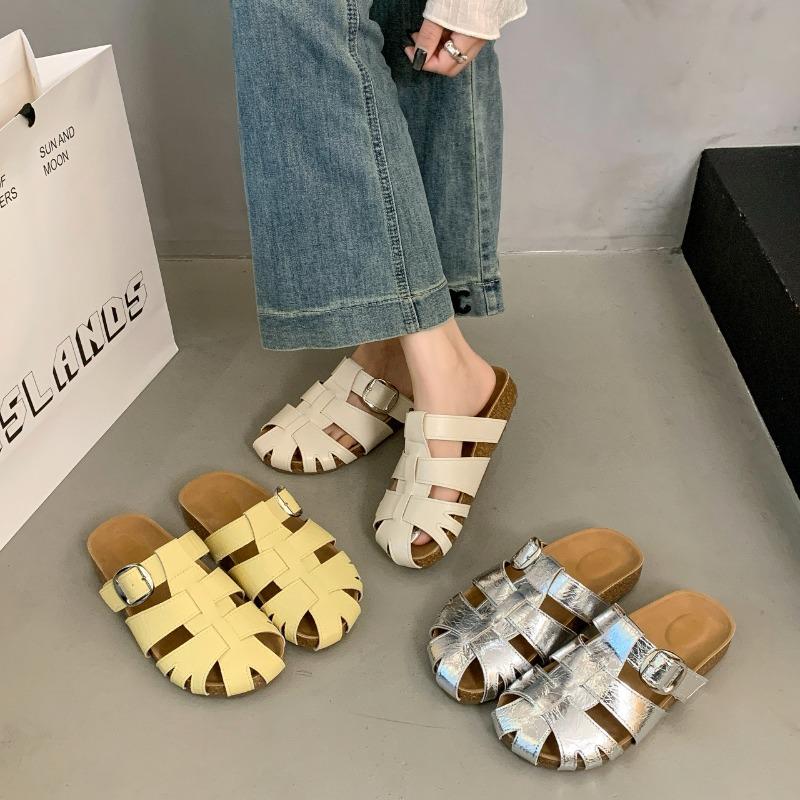 Retro Pig Cage Thick-bottomed Sandals Female Summer New Outer Wear Hollow Lazy Bag Head Half Slippers