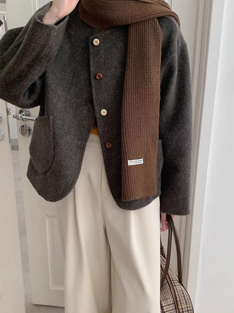 2026 A/W Blogger-Inspired Double-Sided Cashmere Coat: Women's Korean-Style Loose Woolen Jacket
