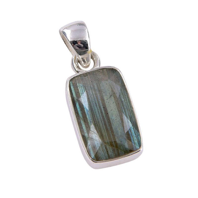 Natural Labradorite Gemstone Handmade 925 Solid Sterling Silver Pendant 1" v2D30