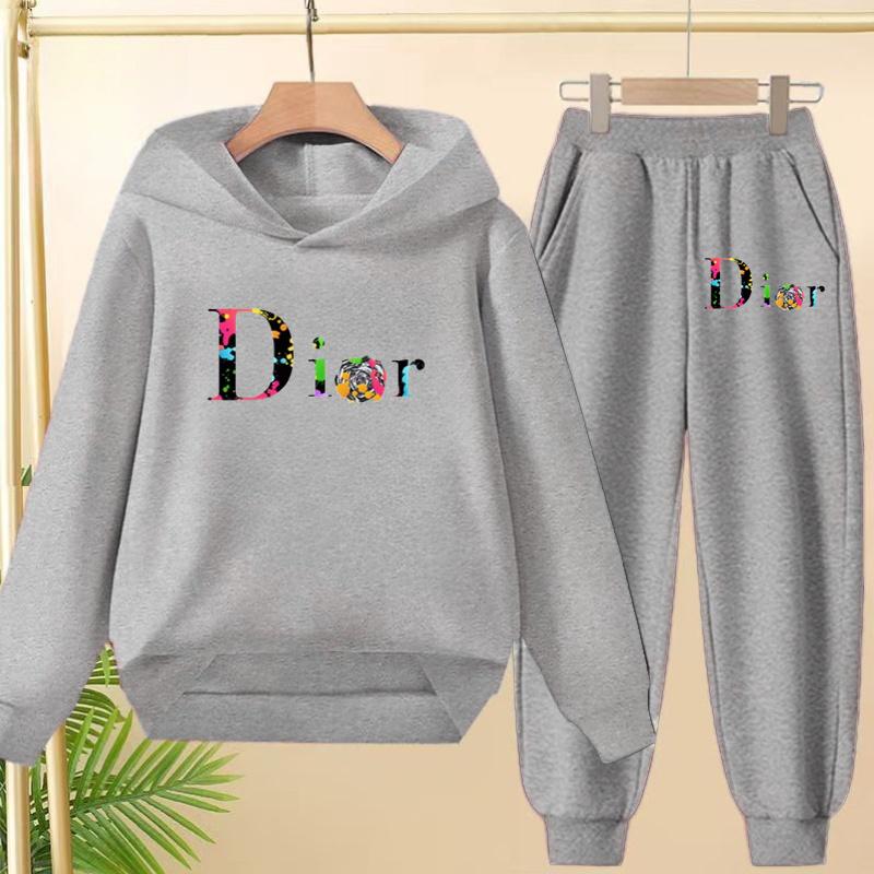 Children Commodity Hoodie Colored Letters Sports Pullover3-12Yrs Coat Sweatshirt+Pants 2P Boys Girls Toddler Clothes Leisure Set