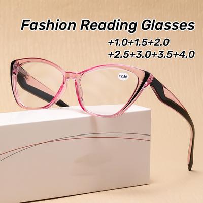 Modische HD Lesebrille für Damen Herren Vintage Cat-Eye-Rahmen Weitsichtigkeitsbrille Neuer Stil Plus Dioptrien Brille für Dame