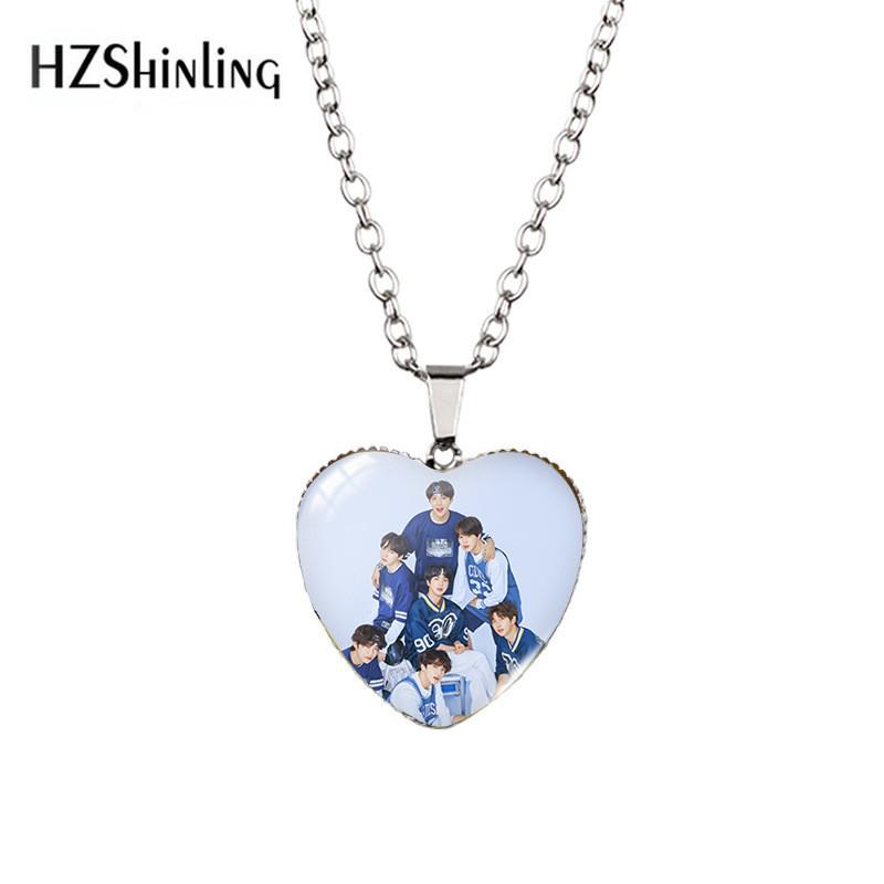 Stunning Heart-shaped Bts Necklace With Colorful Gemstones For Fashion Enthusiasts