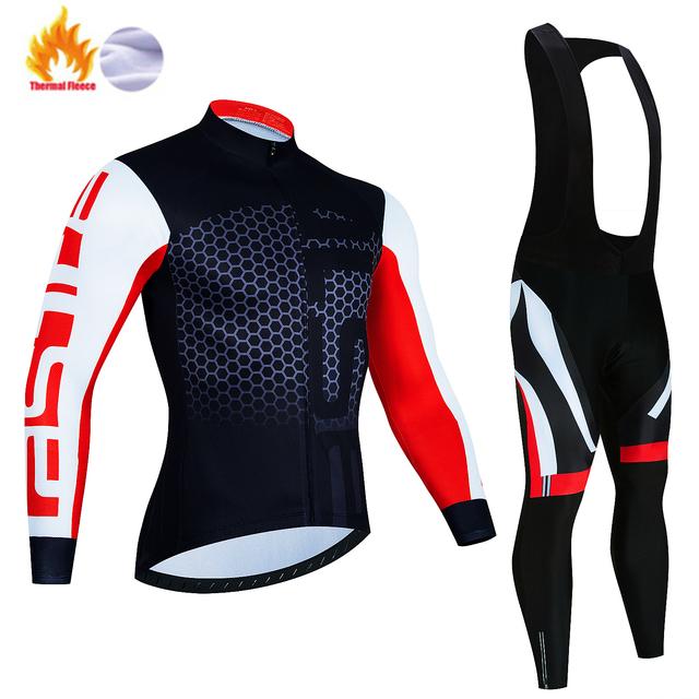 2025 New Men Winter Cycling Clothing Long Sleeve Thermal Fleece Bicycle Jersey Set MTB Warm Bike Jersey Set