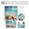 4Pcs Tropical Seashells Shower Curtain Set with Non-Slip Bath Mat, Toilet Lid Cover, Contour Rug & 12 Hooks, Bathroom Decor