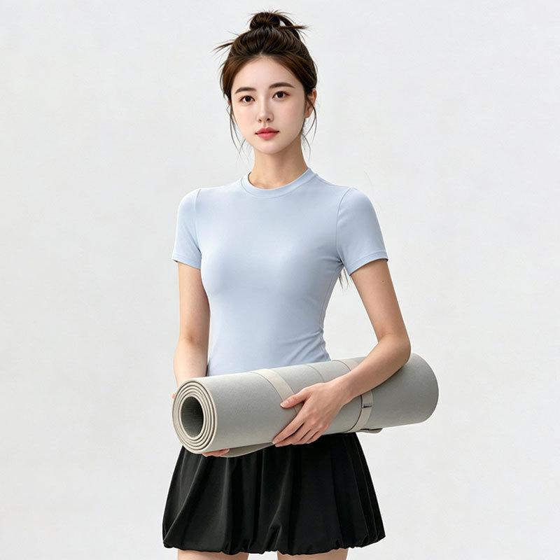 Breathable Slim-fit Sports Top Women's High-elastic Quick-drying Short-sleeved Thin and Skin-friendly Pilates Running Fitness Wear