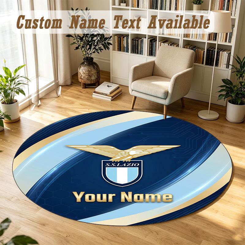 Round Rug Custom NameLazio FC Pattern Non Slip Carpet Home Floor Decor