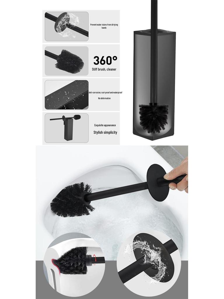 304 Stainless Steel Floor-Standing Toilet Brush with Punch-Free Wall Mount & Deodorizing Long Handle