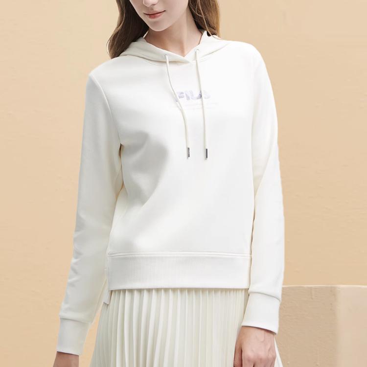 Fila X The Met 2023 Winter New Knit Hooded Sweatshirt Monet Print Women Tops Ceramic-White F11W348202FIV