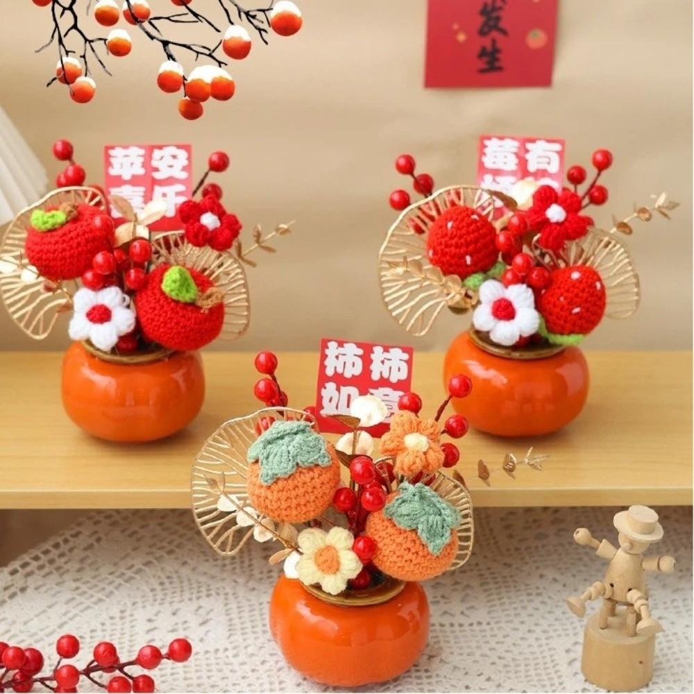 Gestrickte Blume Künstliche Topfpflanzen Chinesische Neujahrsdekoration Mondneujahrsgeschenk Feng Shui Bonsai Hochzeitsdekoration