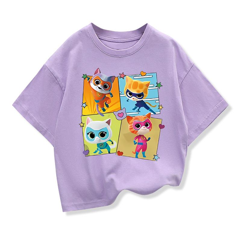 Children's Casual Loose Short-sleeved Top Fashion Crew Neck Print T-Shirts Girls