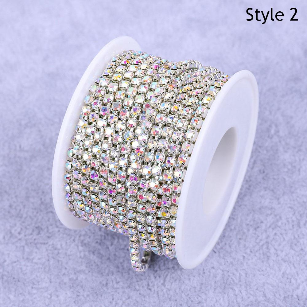 10yards/roll Rhinestone Cup Chain For Sewing Trim Crystal Silver Gold Base Clear Crystal Dense Glass Dense Crystal Cup Chain