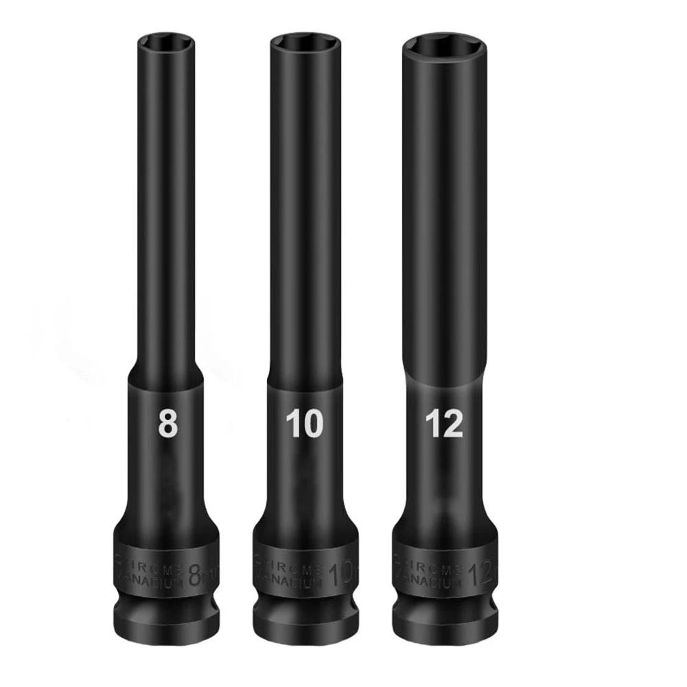 

3PCS Black Chrome Vanadium-Steel 1/2 Drive Socket Head Impact-Wrench Hex 8-12mm Adapter Spanner Converter 8mm 10mm 12mm China Mainland