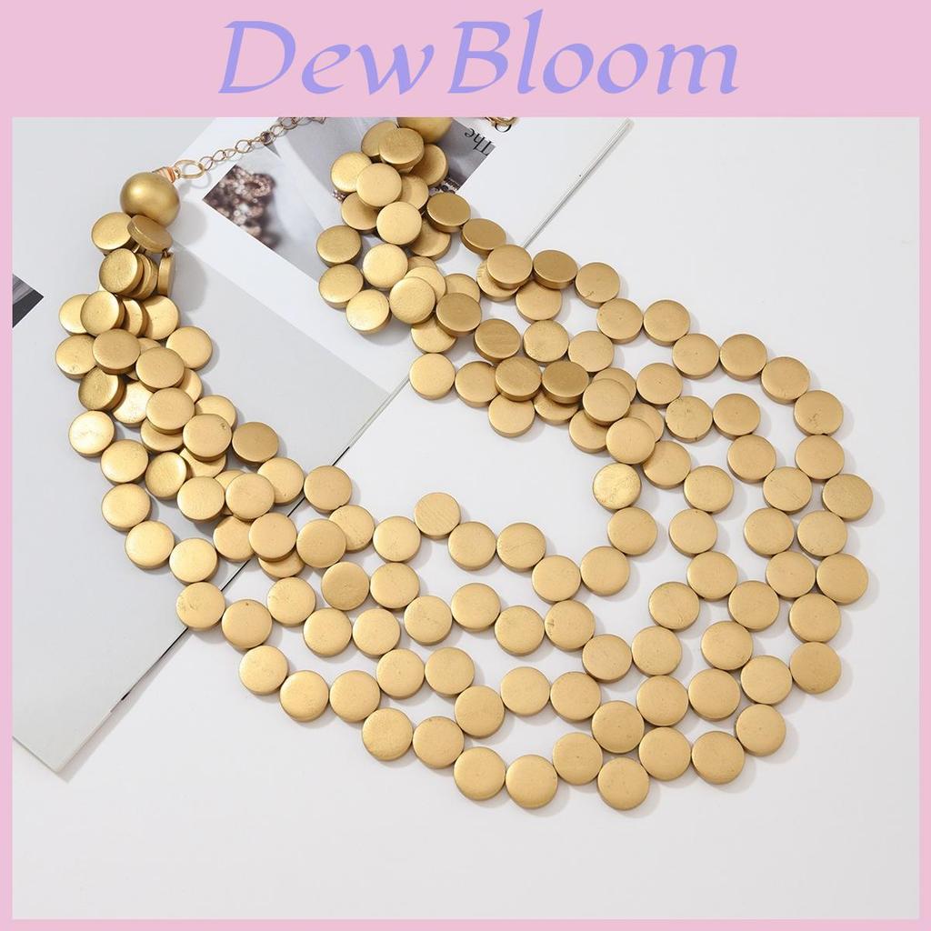 Collana multistrato bohémien geometrica con perline di legno per donna, stile spiaggia e vacanza