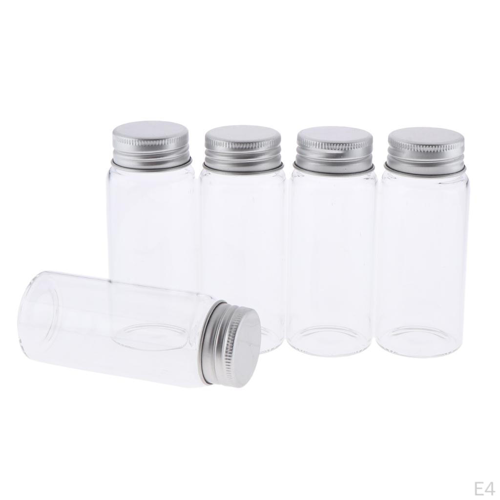 5 Unidades Muestreo de Líquidos Transparentes Botellas de Vidrio Rellenables Frascos Tapa de Rosca Redondas Reutilizables Almacenamiento