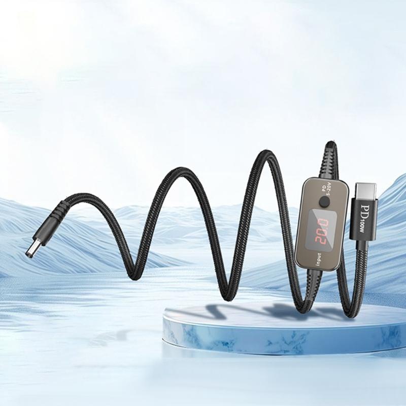 Adjustable Voltages USB C To DC5525 Charging Cable PD100W With 34 Conversion Heads For Laptops Routers And Electronics