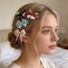 Girl Hairpin Hand-Sewn Embroidery Lace Ribbon Bowknot Decor Hair Clip Sweet Style Kids Hair Accessories