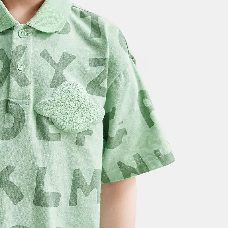 MQD Boys' Short Sleeve Letter Polo T-Shirt