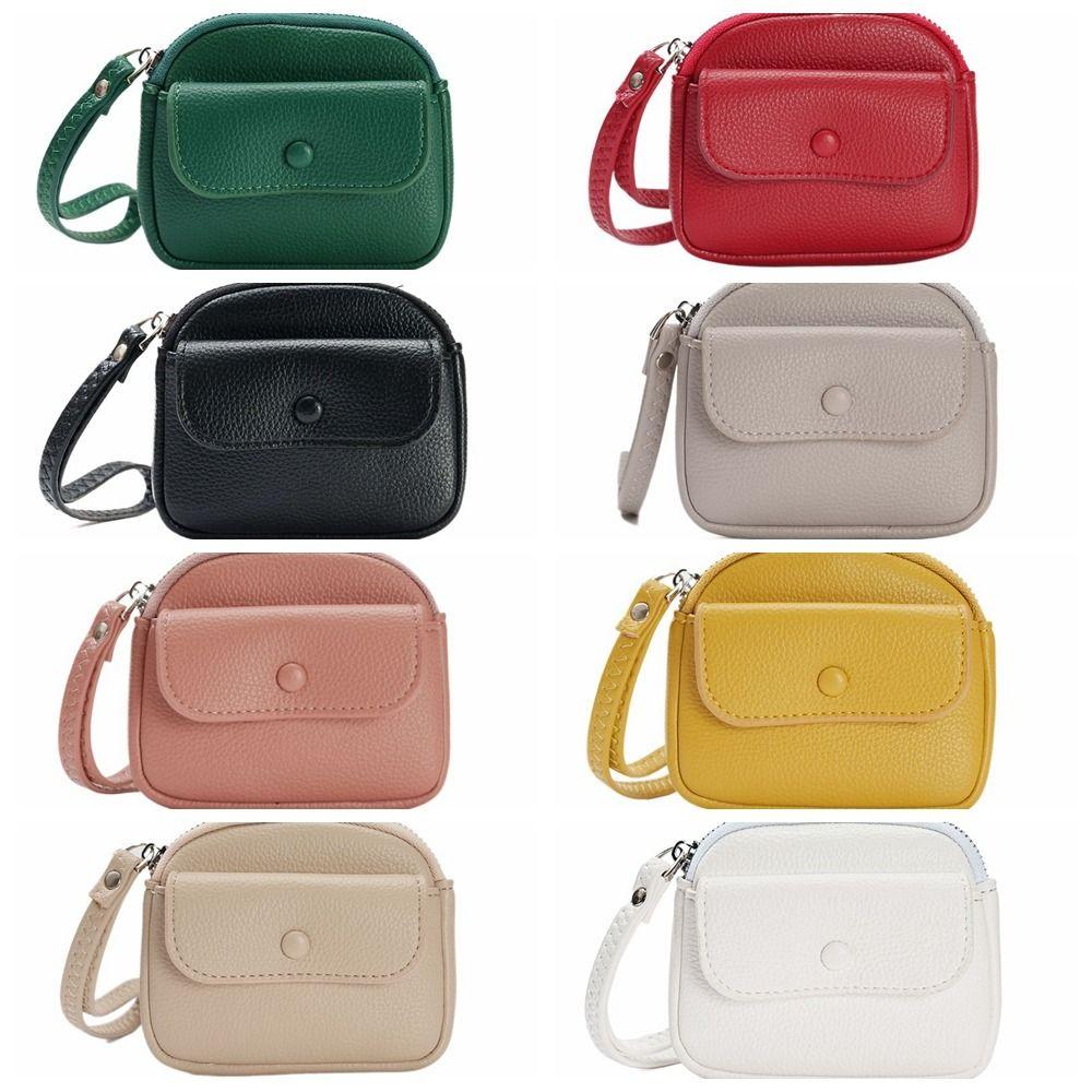 Solid Color Short Wallet Korean Style PU Coin Purse Fashion Wrist Bag  Women
