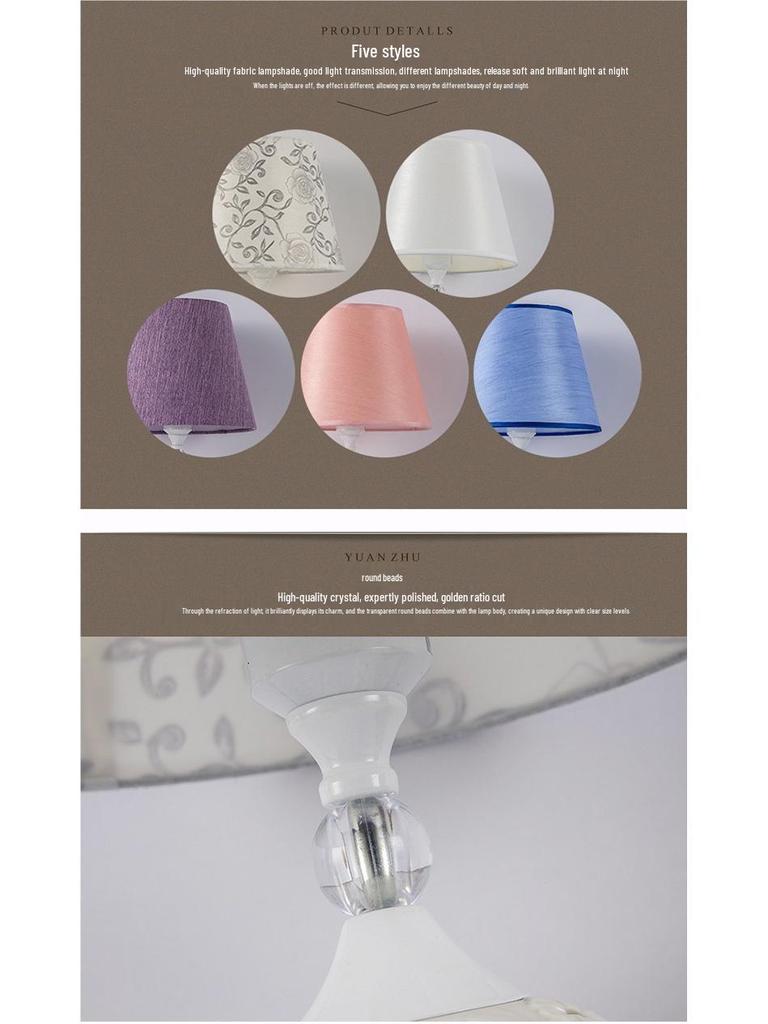 European Style Ceramic Bedside Lamp: Fashionable, Dimmable Night Light with Fabric Shade for Bedroom or Study.