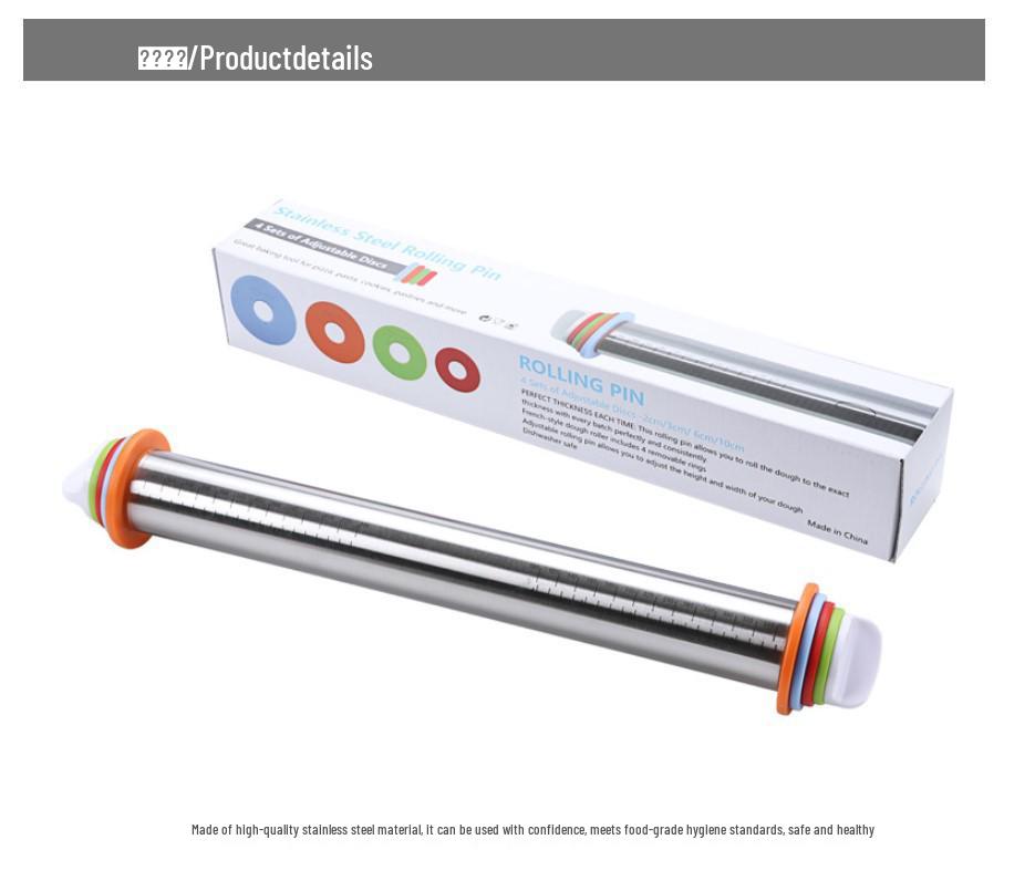 17" Adjustable Stainless Steel Rolling Pin with Thickness Scale