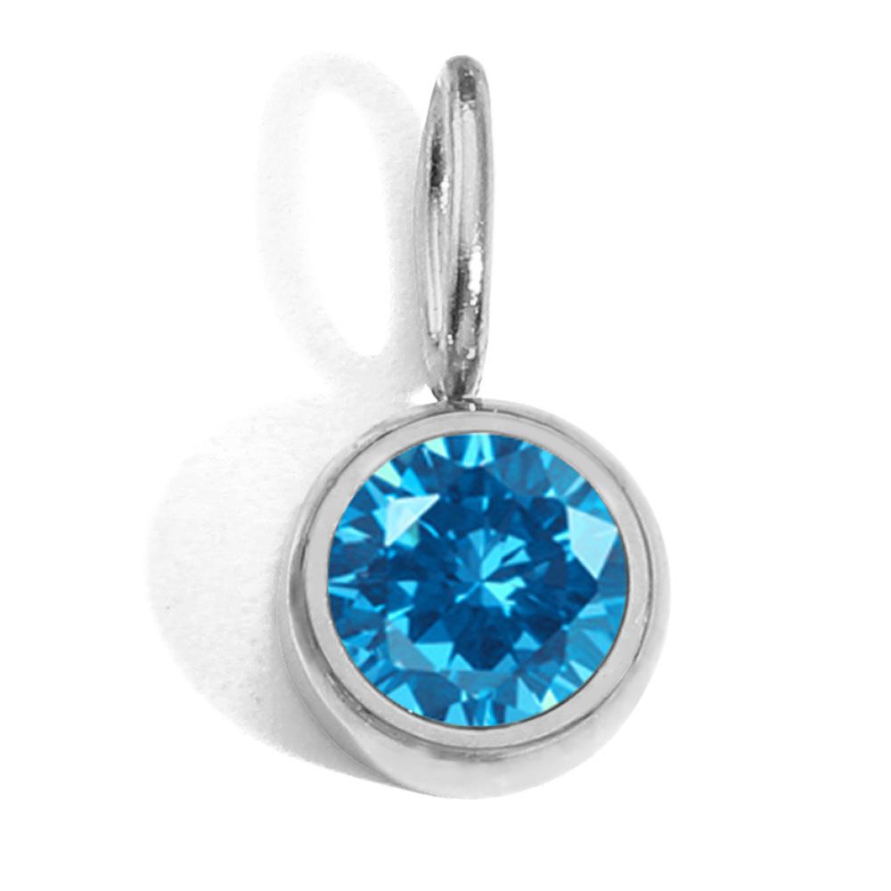 CARLIDANA Waterproof 12 Month Crystal Birthstone 14K Gold Plated Stainless Steel 8MM Birthstone Bezel Pendant DIY Charm