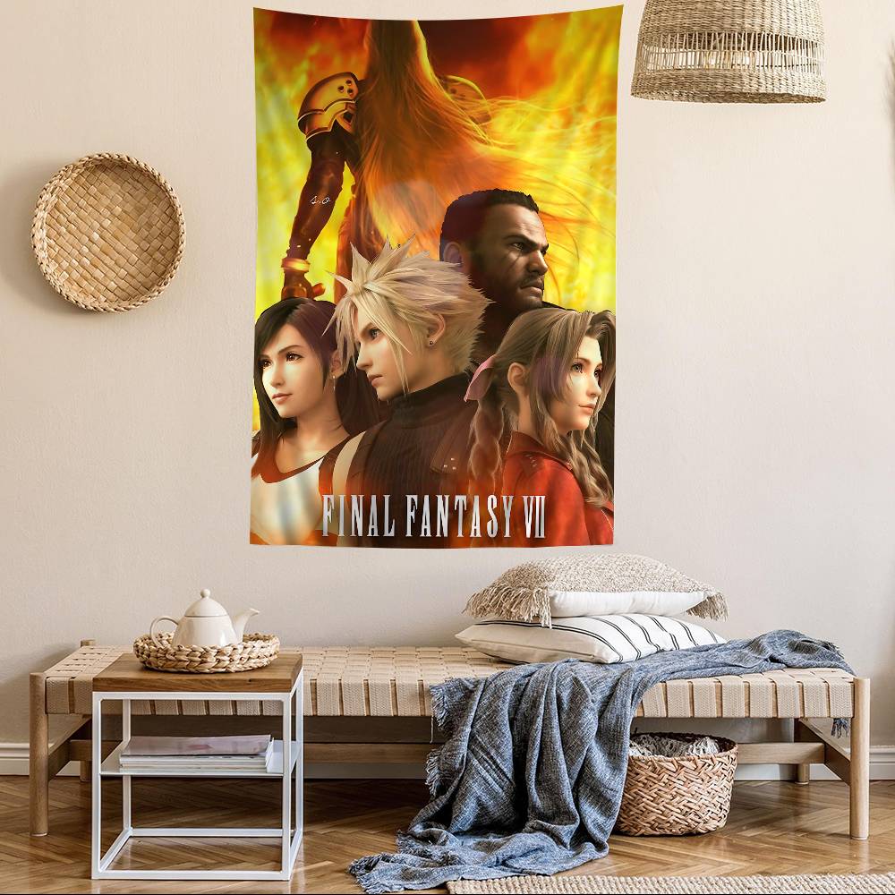 Final Fantasy Series Gaming Anime Tapestry Hippie Flower Wall Carpets Dorm Decor Wall Hanging Home Decor