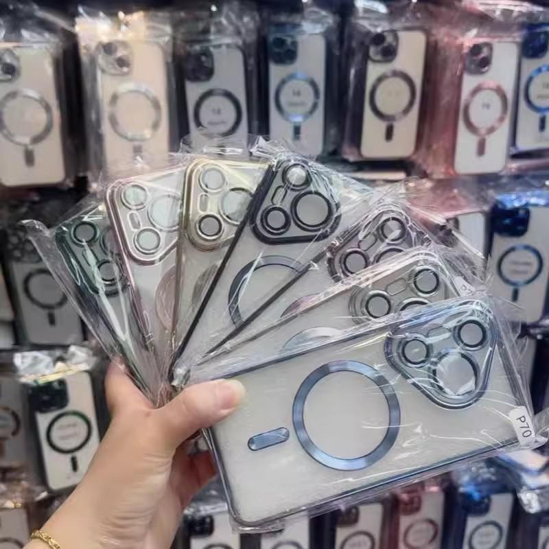 Suitable for Huawei Pura70pro Electroplated CD-patterned Magnetic Phone Case, Mate70PRO Full Soft Protective Case P50