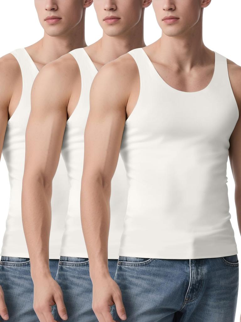 Compression Tank Tops for Cooling Compression Inner Compression Base Sleeveless Tightens Abdominal M [Odoland] 3-Pack Men, Shirt, Layer, Vest,