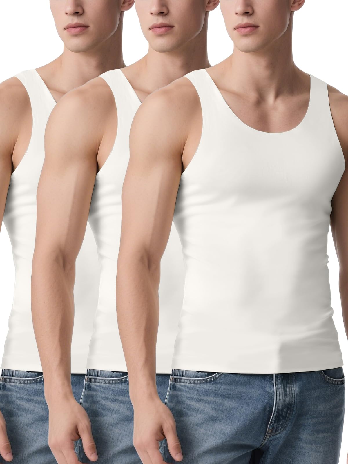 

Компрессионные майки для охлаждения Компрессионное внутреннее Компрессионный базовый Спортивная майка без рукавов Утягивает живот M [Odoland] 3 штуки Мужчины, Рубашка, Слой, Жилет, белый