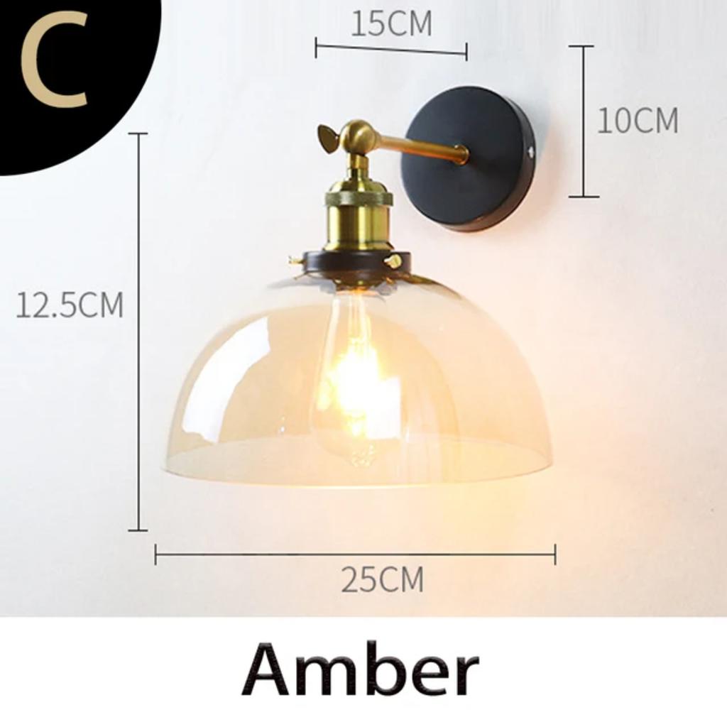 Ny Stilig Retro Vintage Industriell Loft Vegglampe med Klar Glasskjerm og Metall Trekant Ovalt Design - Vintage Industriell