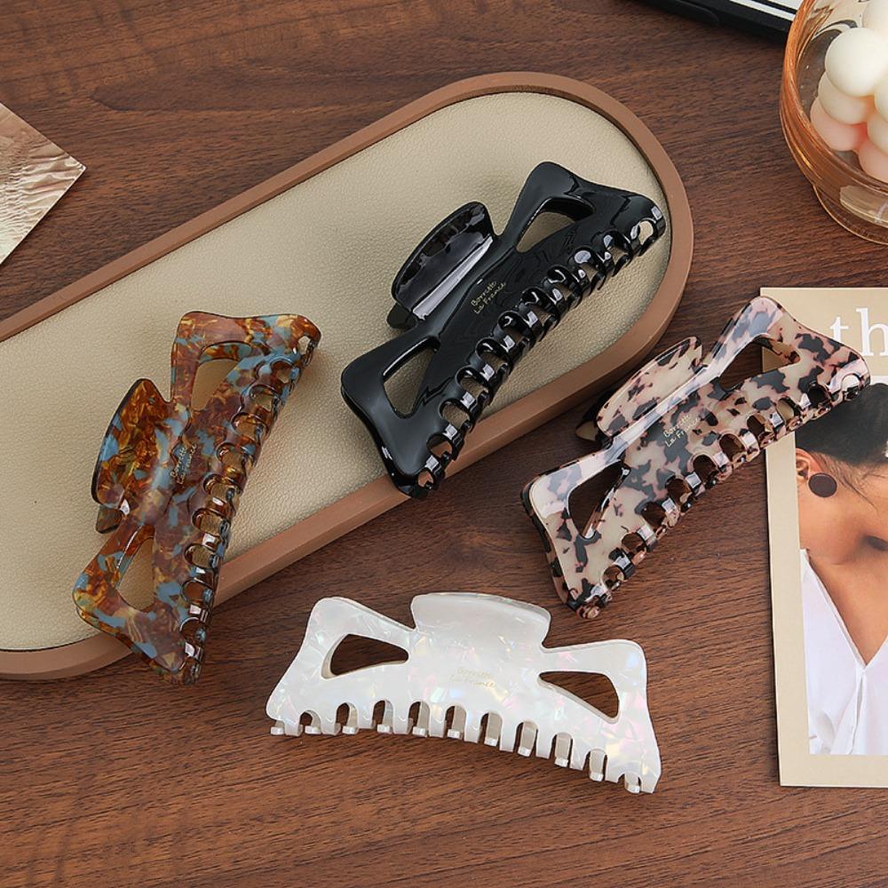 Leopard Print Ponytail Clip Hollow Simple Hair Claw Elegant Bowknot Hair Claw  Female